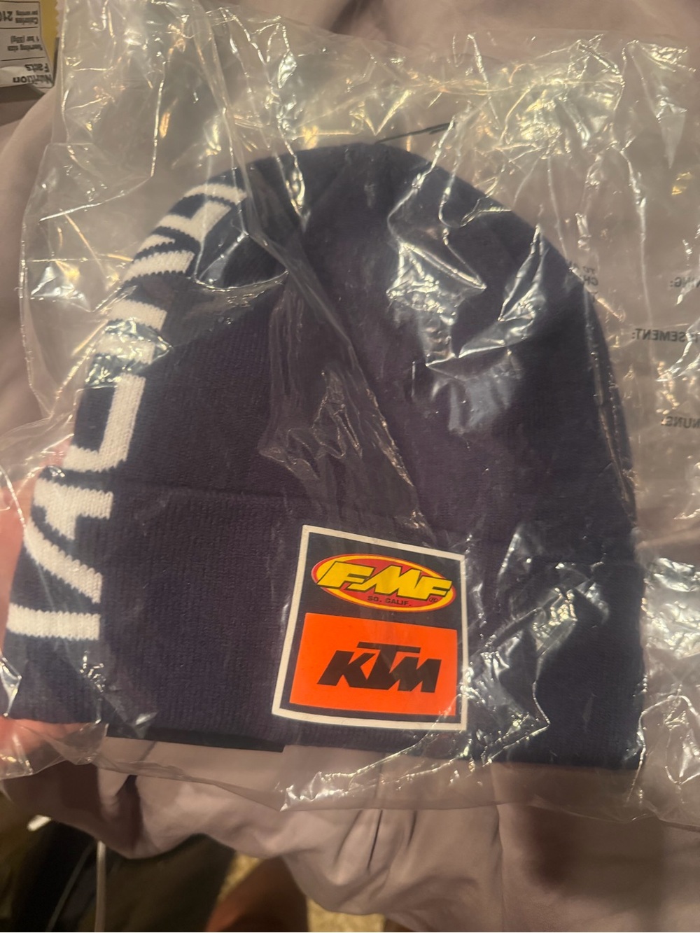KTM Branded Navy Beanie with FMF Patch
